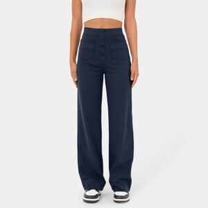 Halara High Waisted Button Multiple Pockets Straight Leg Casual Pants NEW/NWT